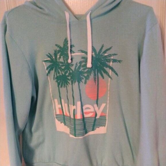 Hurley Sweater Womens Large LG L Blue Green Hoodie Pullover Sweatshirt Ladies - Picture 7 of 12
